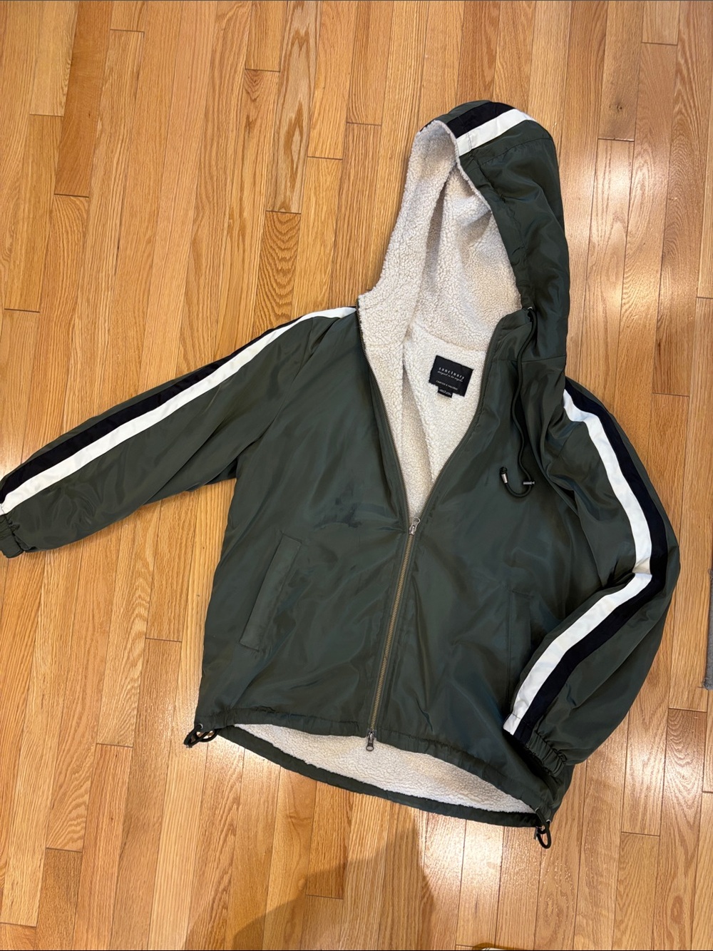 Sanctuary Sherpa-Lined Hooded Windbreaker with Stripe Detail | large